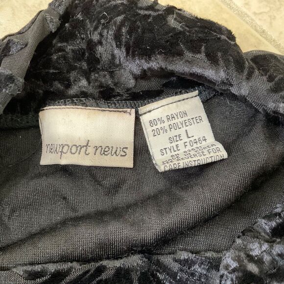 Vtg. Womens Velvet Burnout Top Size L Black Long Sleeve Witchy Whimsigoth Fairy - Picture 9 of 10